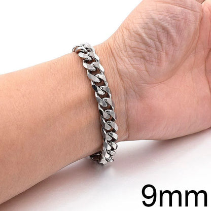 New Trendy Cuban Chain Men Bracelet Classic Stainless Steel 3/5/7/9Mm Width Chain Bracelet for Men Women Jewelry Gift
