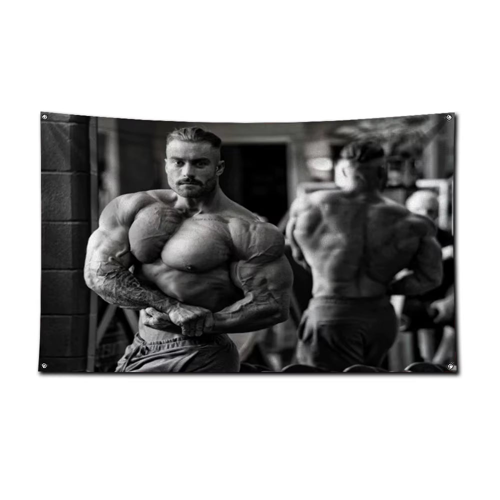3X5 Ft Bodybuilding GYM Schwarzenegger Ronnie Flag Polyester Printing Banner for Garage Wall Out Door Decoration with Grommets