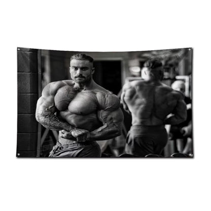3X5 Ft Bodybuilding GYM Schwarzenegger Ronnie Flag Polyester Printing Banner for Garage Wall Out Door Decoration with Grommets