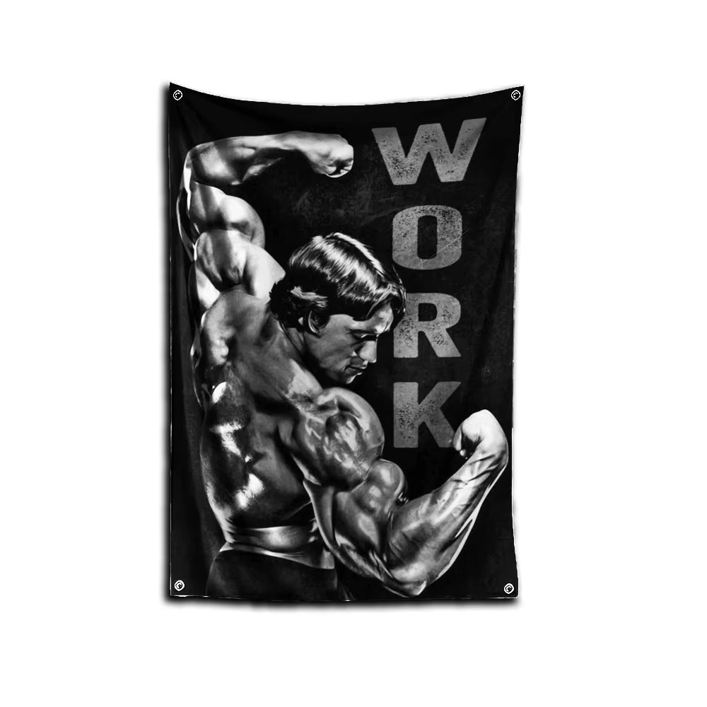 3X5 Ft Bodybuilding GYM Schwarzenegger Ronnie Flag Polyester Printing Banner for Garage Wall Out Door Decoration with Grommets