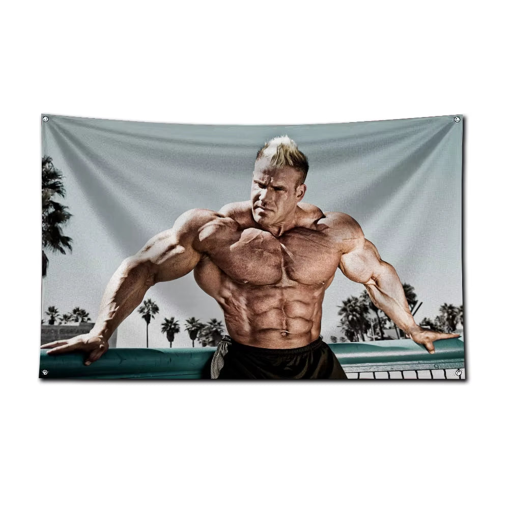 3X5 Ft Bodybuilding GYM Schwarzenegger Ronnie Flag Polyester Printing Banner for Garage Wall Out Door Decoration with Grommets