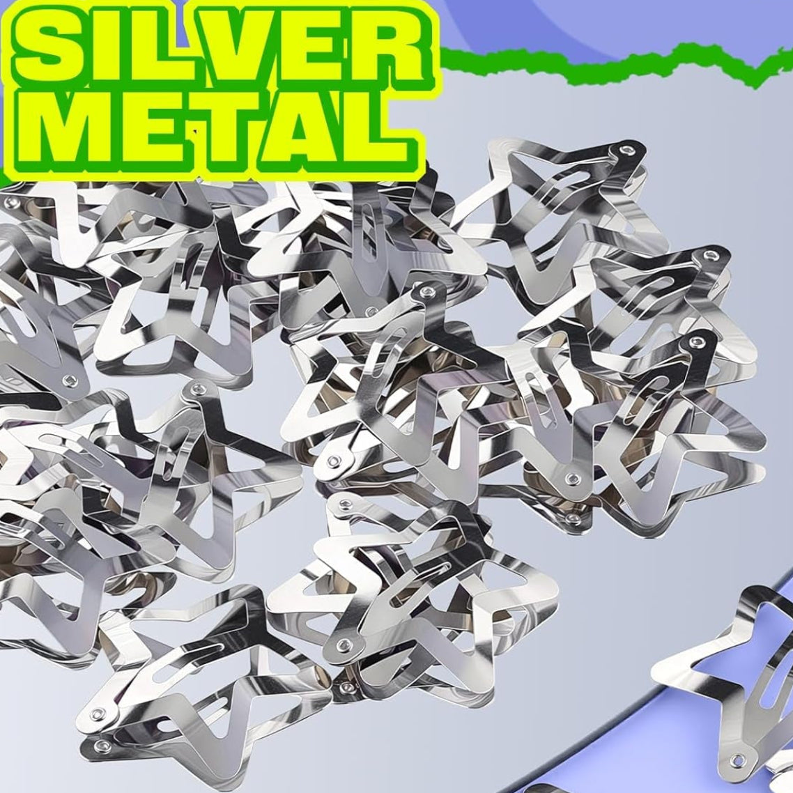 30 PCS 1.61" Star Hair Clips, Y2K Hair Accessories, Silver Clips for Girls Women, Rave Accessories, Non Slip Barrettes, Metal Snap Hair Clips