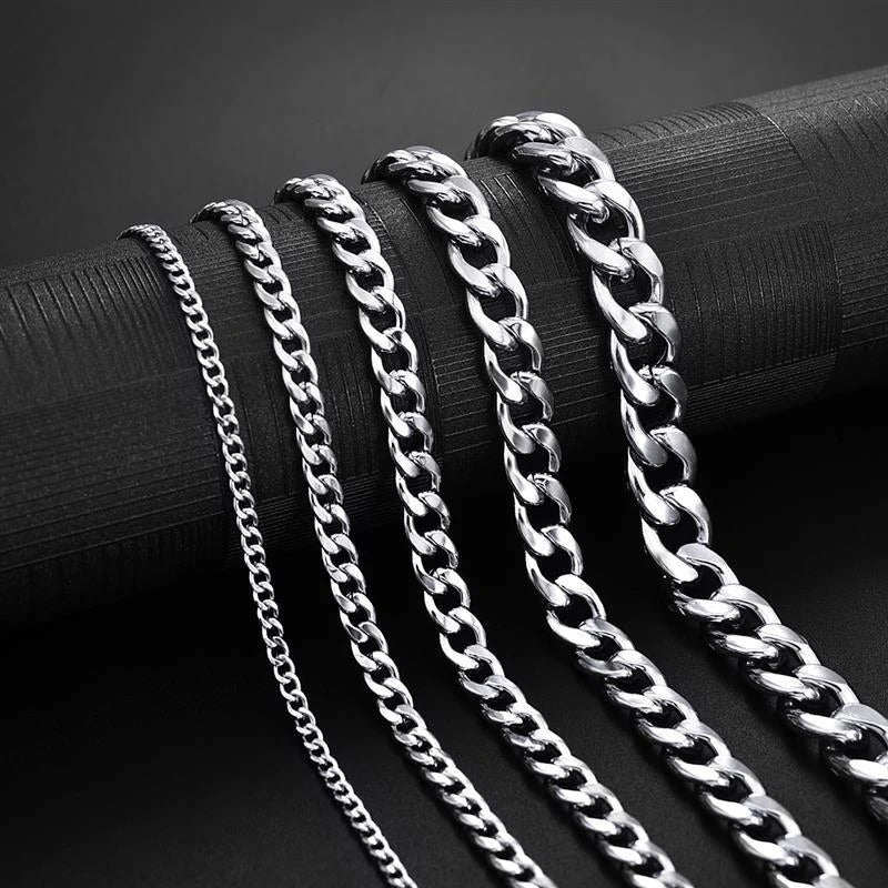 New Trendy Cuban Chain Men Bracelet Classic Stainless Steel 3/5/7/9Mm Width Chain Bracelet for Men Women Jewelry Gift