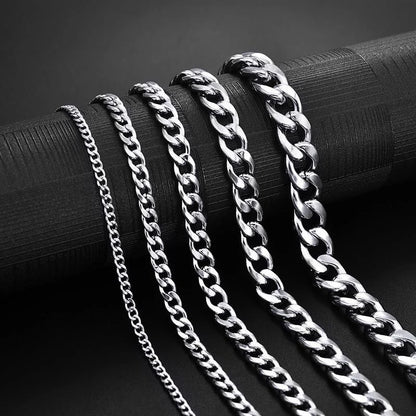 New Trendy Cuban Chain Men Bracelet Classic Stainless Steel 3/5/7/9Mm Width Chain Bracelet for Men Women Jewelry Gift