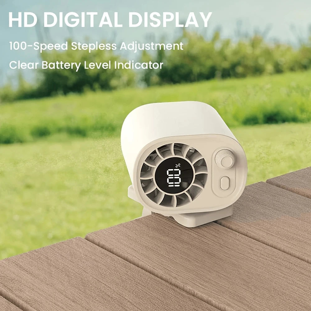 1400Mah Clip on High-Speed Small Fan, Waist Mounted Fan, Desktop Fan, 100 Speed Multi-Functional Stepless Speed Small Fan