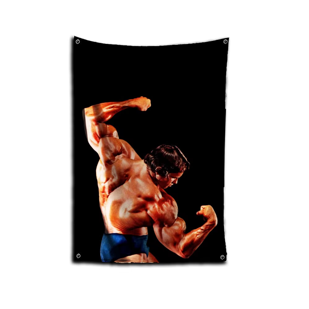 3X5 Ft Bodybuilding GYM Schwarzenegger Ronnie Flag Polyester Printing Banner for Garage Wall Out Door Decoration with Grommets