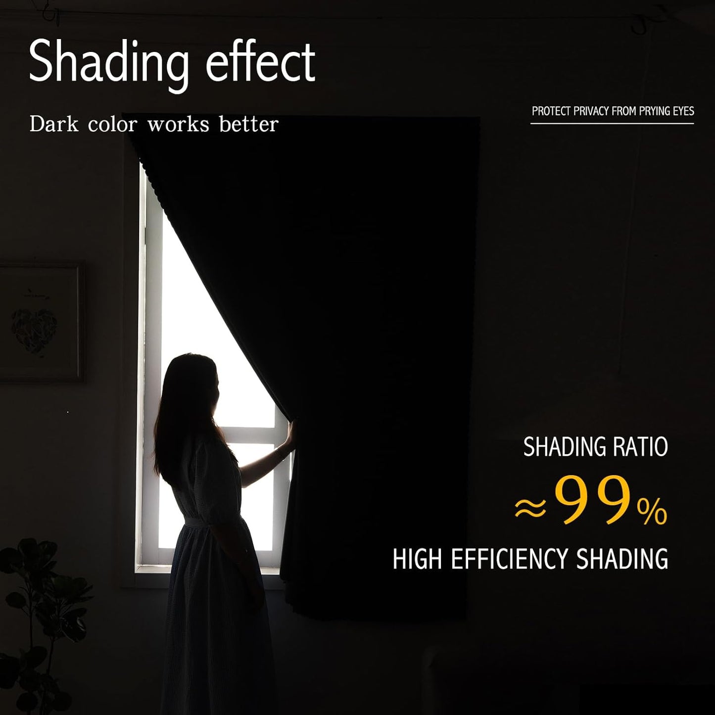 Magic Tape Blackout Curtains for Bedroom No Drillng Self Adhesive Curtains No Rod Small Window, 47" W X 84" L, Grey, 1 Panel