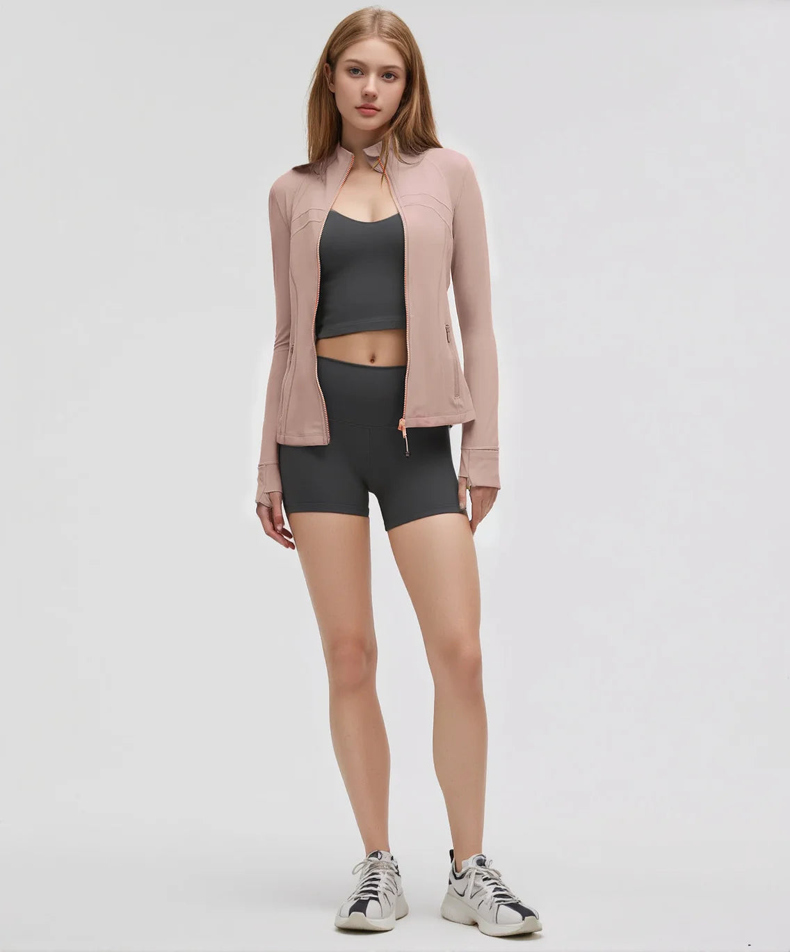 Women'S New Spring & Summer 2.0 Version Stand Collar Gold Zipper High Stretch Sports Jacket - Ideal for Outdoor Running Yoga