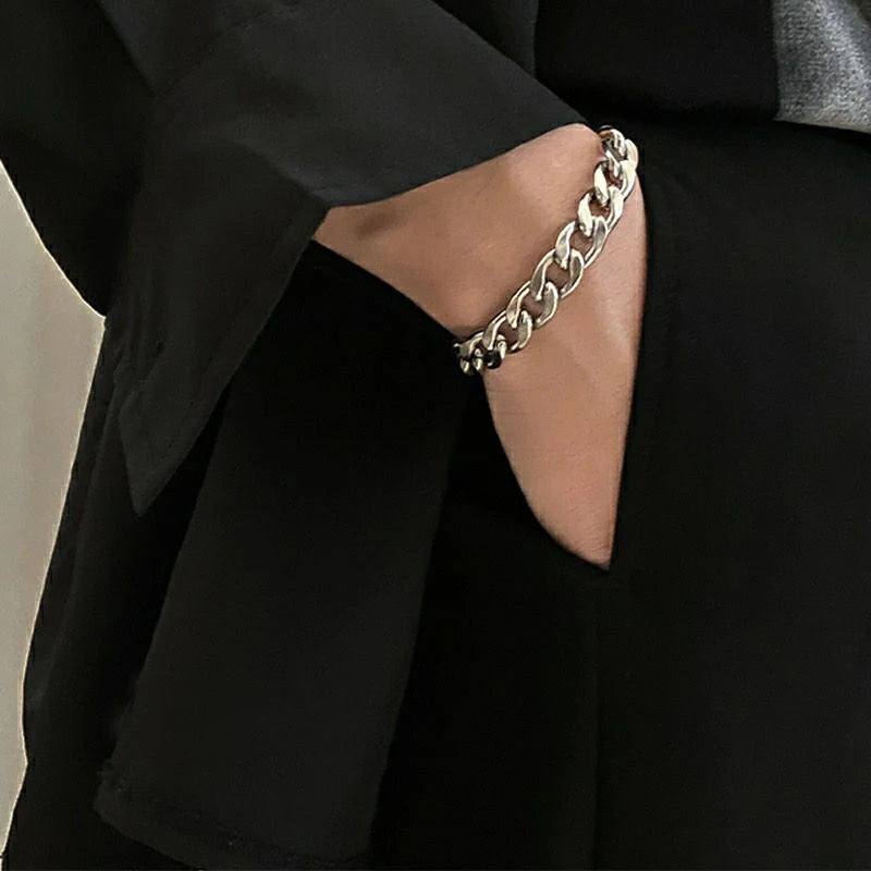 New Trendy Cuban Chain Men Bracelet Classic Stainless Steel 3/5/7/9Mm Width Chain Bracelet for Men Women Jewelry Gift