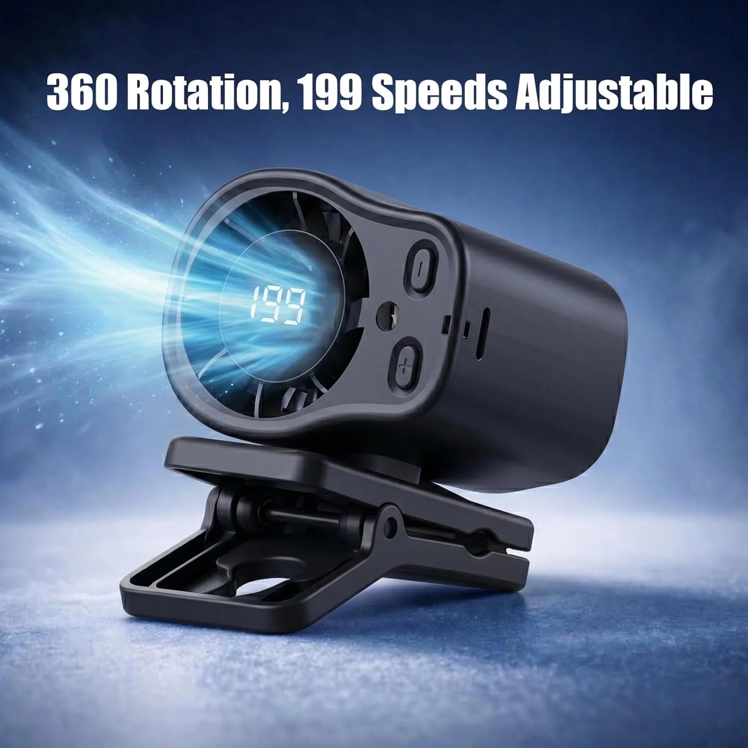 Portable Car AC, 2026 New Car Clip on Air Conditioner Fan with LED Display, 360 Rotation, 199 Speeds Adjustable Mini Cooling System for Auto Vehicle Van Truck SUV RV