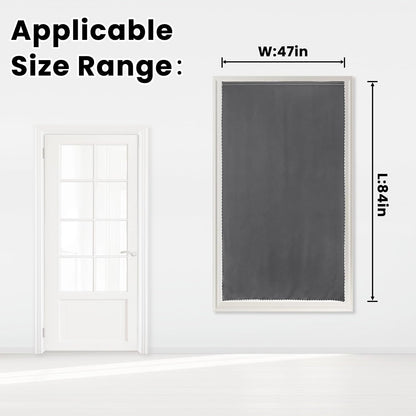 Magic Tape Blackout Curtains for Bedroom No Drillng Self Adhesive Curtains No Rod Small Window, 47" W X 84" L, Grey, 1 Panel