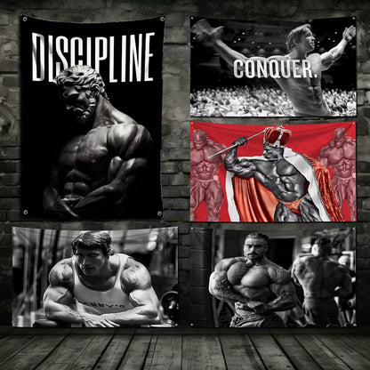 3X5 Ft Bodybuilding GYM Schwarzenegger Ronnie Flag Polyester Printing Banner for Garage Wall Out Door Decoration with Grommets