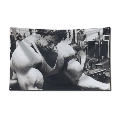 3X5 Ft Bodybuilding GYM Schwarzenegger Ronnie Flag Polyester Printing Banner for Garage Wall Out Door Decoration with Grommets