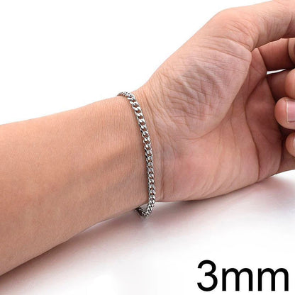 New Trendy Cuban Chain Men Bracelet Classic Stainless Steel 3/5/7/9Mm Width Chain Bracelet for Men Women Jewelry Gift