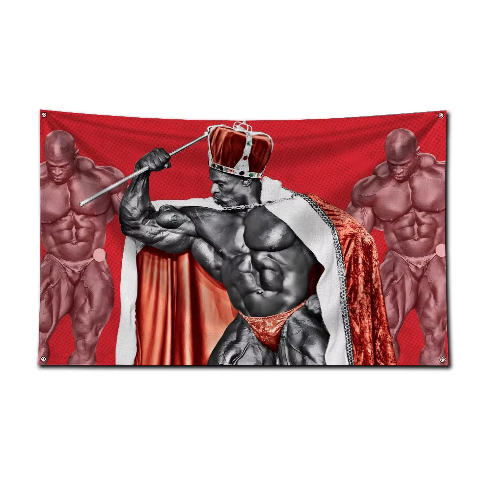 3X5 Ft Bodybuilding GYM Schwarzenegger Ronnie Flag Polyester Printing Banner for Garage Wall Out Door Decoration with Grommets