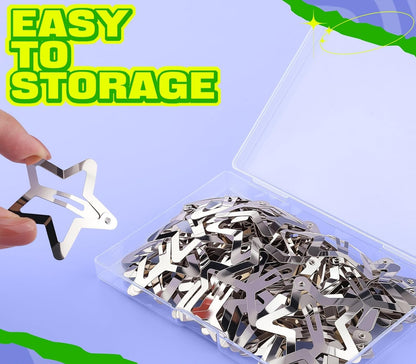 30 PCS 1.61" Star Hair Clips, Y2K Hair Accessories, Silver Clips for Girls Women, Rave Accessories, Non Slip Barrettes, Metal Snap Hair Clips