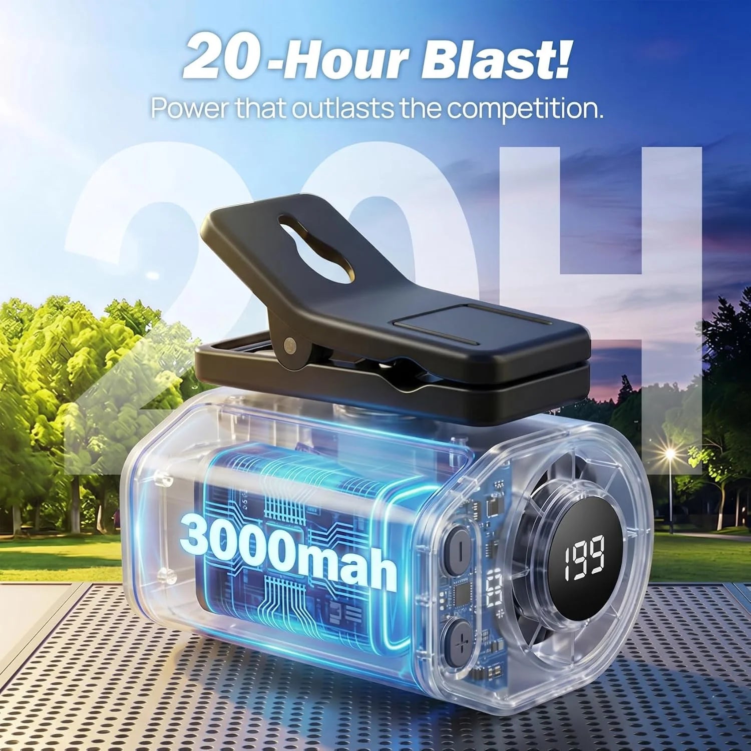 Portable Car AC, 2026 New Car Clip on Air Conditioner Fan with LED Display, 360 Rotation, 199 Speeds Adjustable Mini Cooling System for Auto Vehicle Van Truck SUV RV