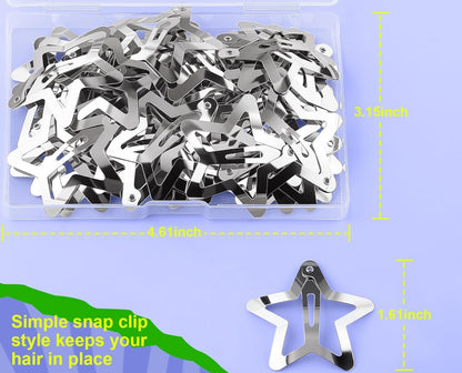 30 PCS 1.61" Star Hair Clips, Y2K Hair Accessories, Silver Clips for Girls Women, Rave Accessories, Non Slip Barrettes, Metal Snap Hair Clips