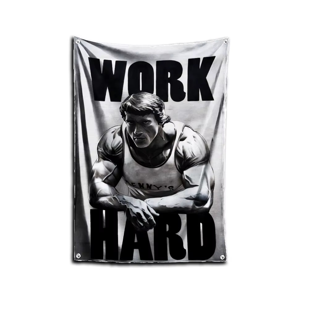 3X5 Ft Bodybuilding GYM Schwarzenegger Ronnie Flag Polyester Printing Banner for Garage Wall Out Door Decoration with Grommets